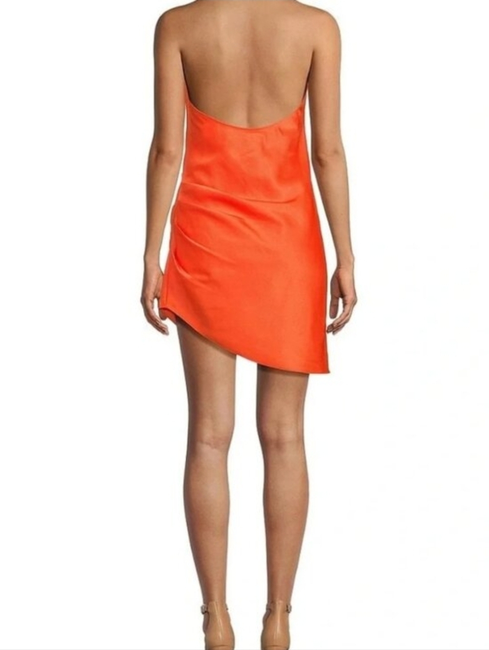 NWT Gianni Bini Peyton Satin Mini Sheath Dress: Color- Mandarin: Size- 6 - Picture 2 of 12